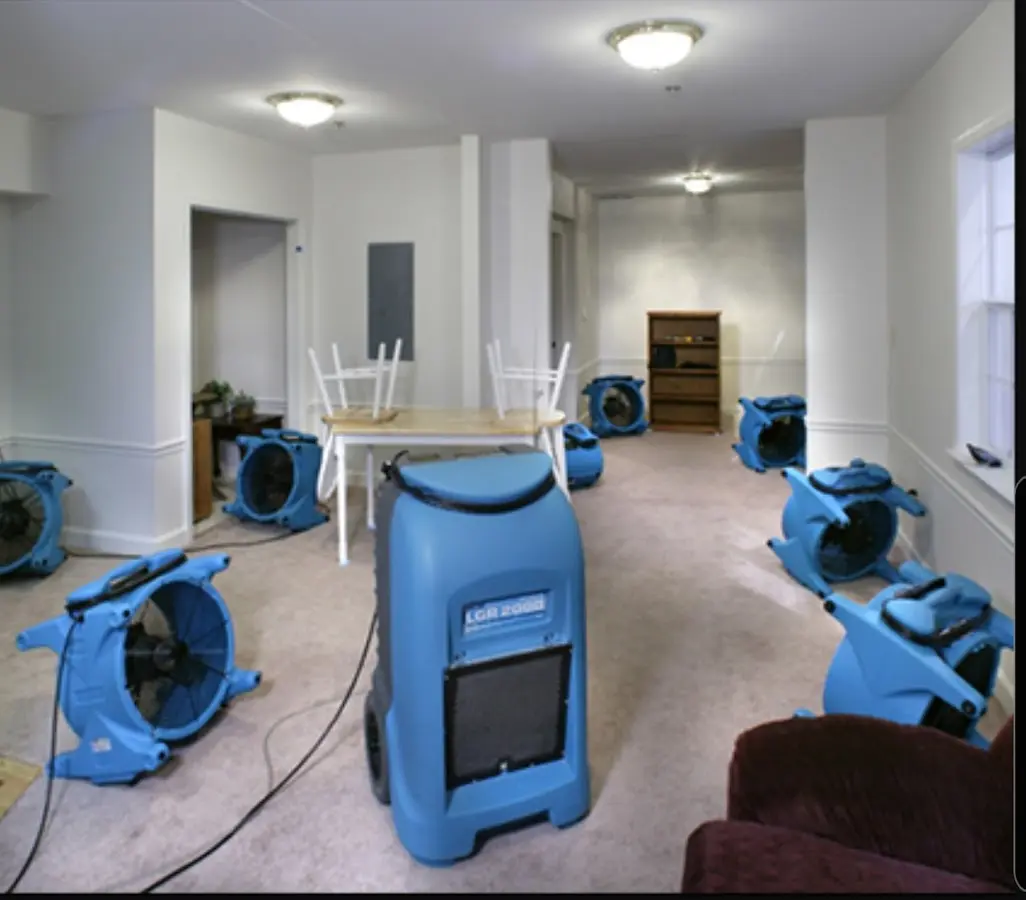 Air movers and dehumidifier setup for Water Extraction & Removal in Champlin